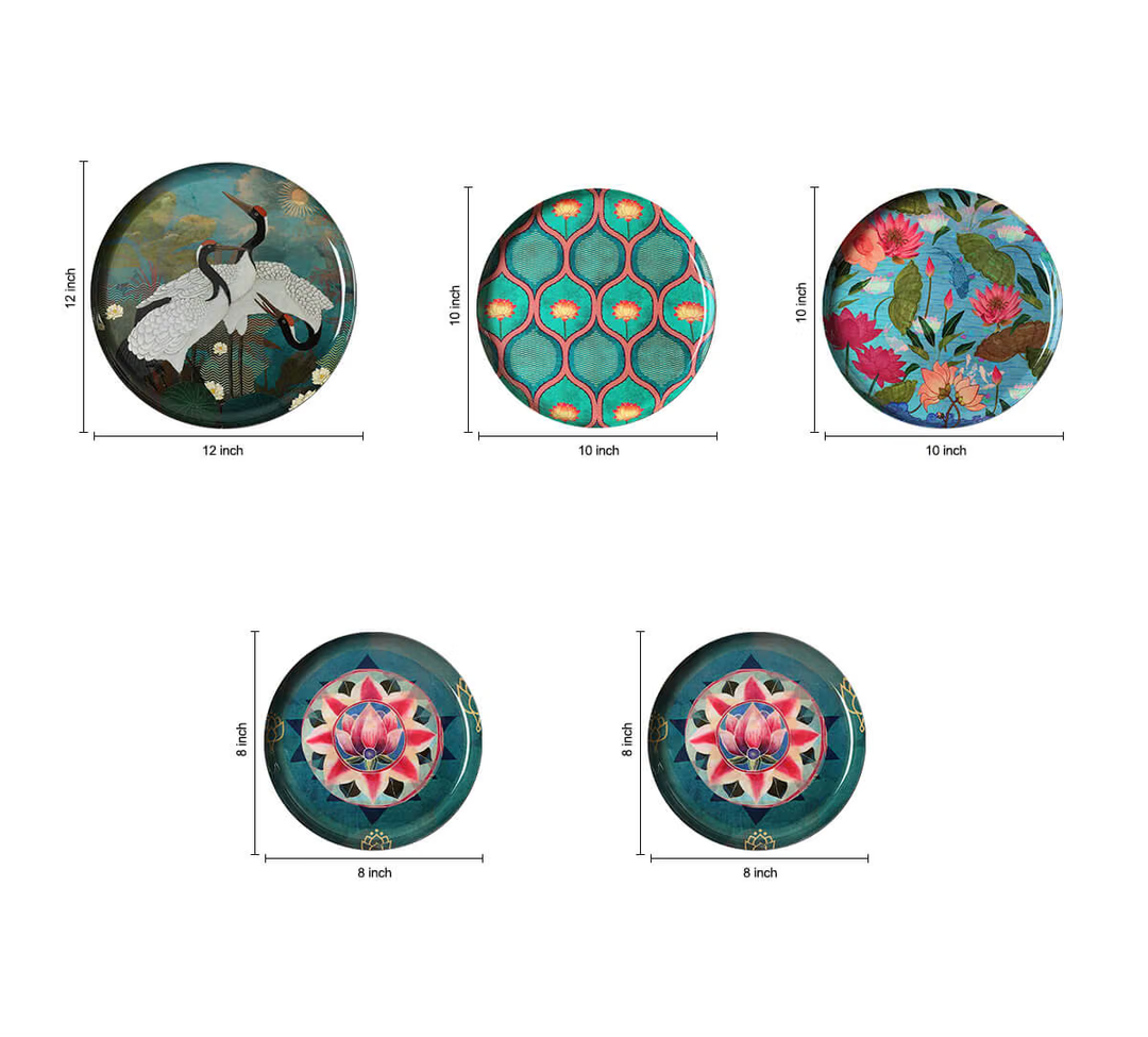 Sarus in Lake Wall Decor Plates Set of 5