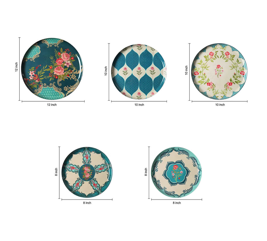 Roses of Sapphire Wall Decor Plates Set of 5
