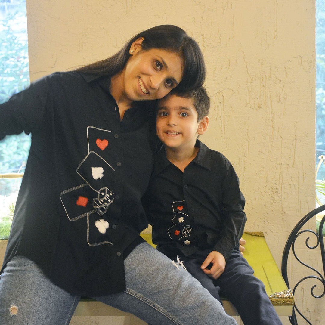 Playing Cards & Dice Embroidered Womens Shirt - Suspire