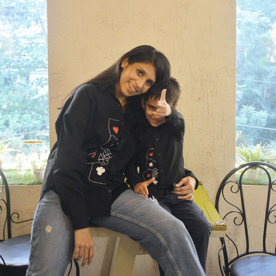 Playing Cards & Dice Embroidered Womens Shirt - Suspire