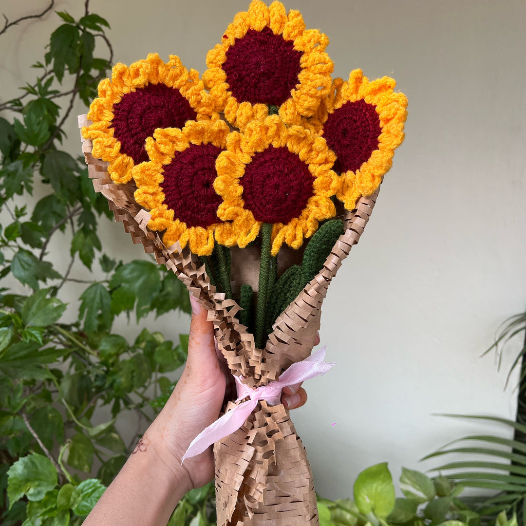 Ishmades Sunflower Crochet Bouquet