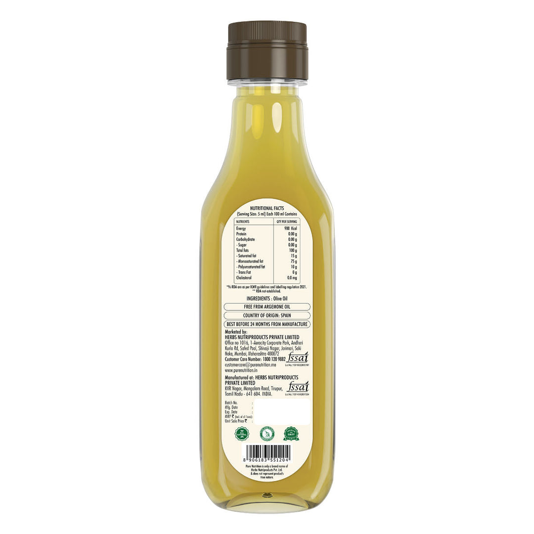Pure Nutrition Extra Light Olive Oil -  Ideal for Cooking, Salads, Skin & Hair