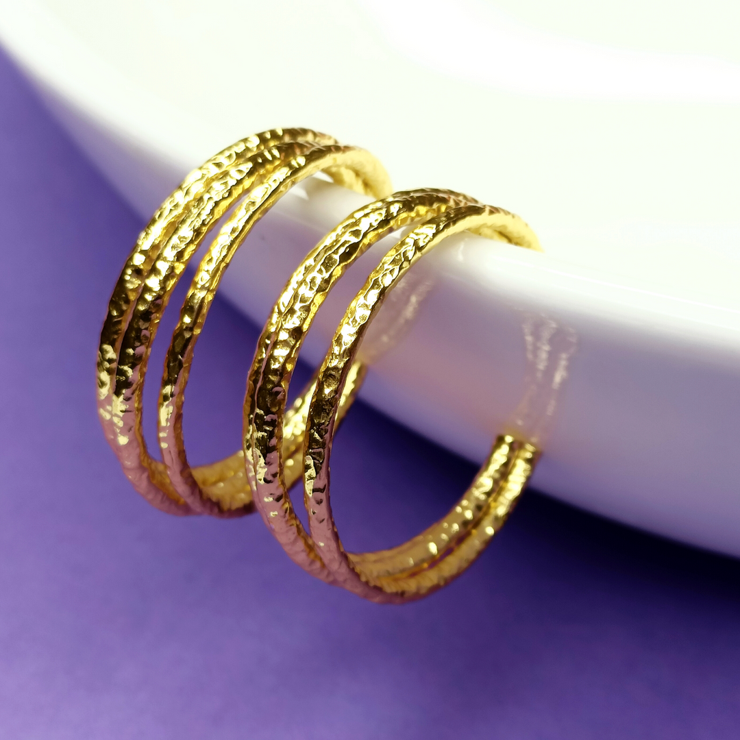 Nine Designs Gold Plated Retro Hoops 01