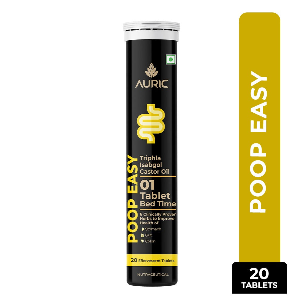 Auric Poop Easy Effervescent Tablet | Promoted Healthy Gut, Relieve Constipation, Cleanses Colon | An Ayurvedic Pure Natural Laxative