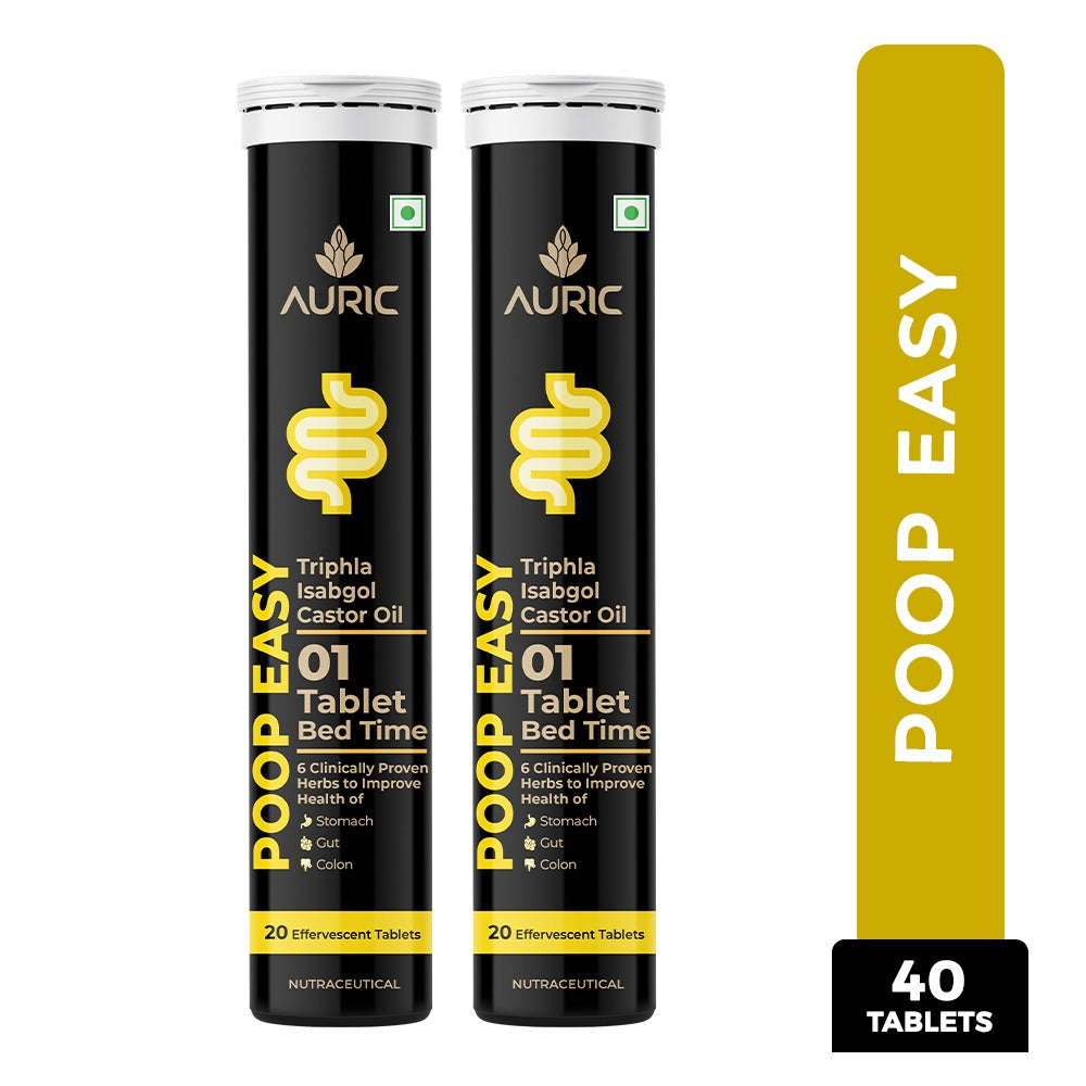 Auric Poop Easy Effervescent Tablet | Promoted Healthy Gut, Relieve Constipation, Cleanses Colon | An Ayurvedic Pure Natural Laxative