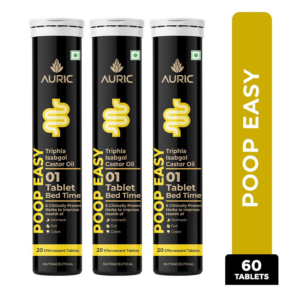 Auric Poop Easy Effervescent Tablet | Promoted Healthy Gut, Relieve Constipation, Cleanses Colon | An Ayurvedic Pure Natural Laxative