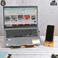 Gift Kya De 3 Level Portable Laptop Stand with Portable Mobile Holder Combo | Work From Home | Corporate Gifts