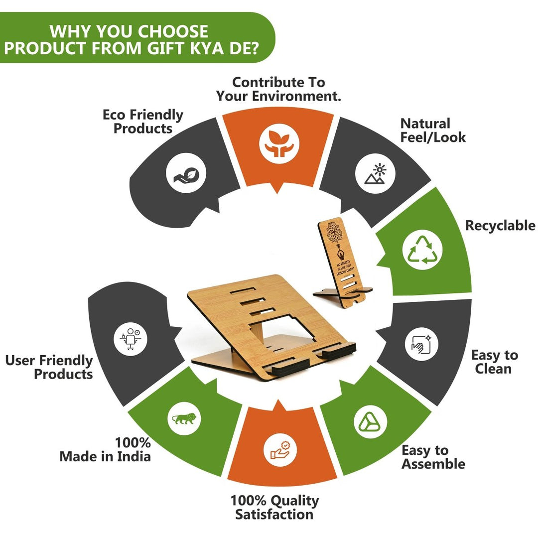 Gift Kya De 3 Level Portable Laptop Stand with Portable Mobile Holder Combo | Work From Home | Corporate Gifts