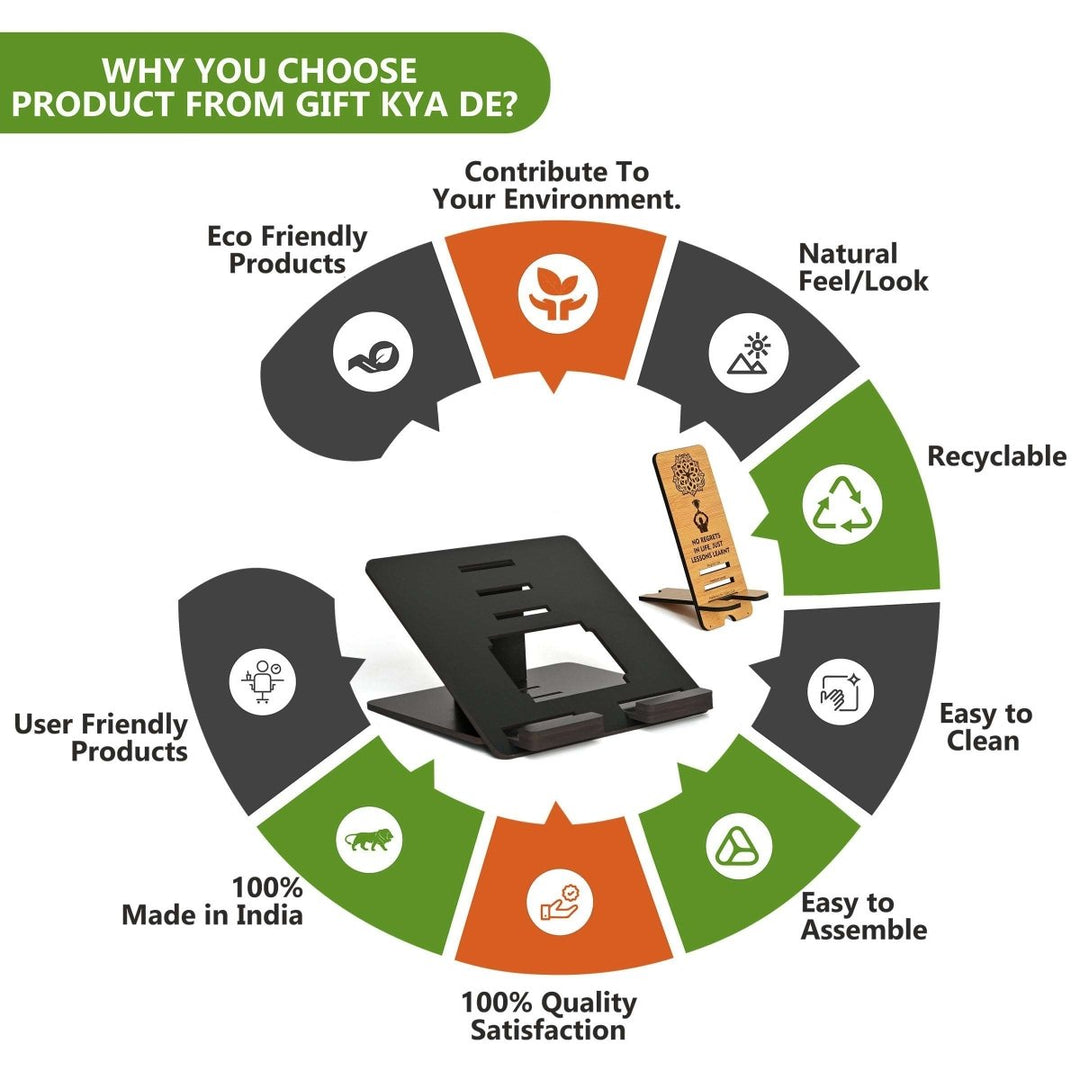 Gift Kya De 3 Level Portable Laptop Stand with Portable Mobile Holder Combo | Work From Home | Corporate Gifts