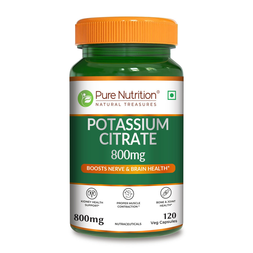 Potassium Citrate 800mg  Nerve, Kidney & Bone Health | 120 Veg Capsules