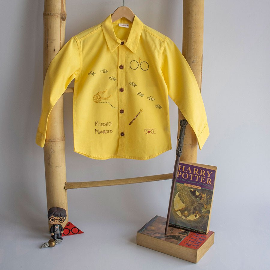 Potter - Magic Inspired Embroidered Unisex Shirt - Yellow - Suspire