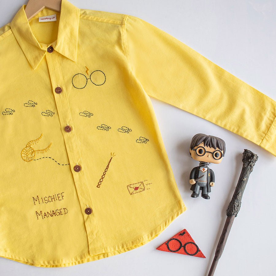 Potter - Magic Inspired Embroidered Unisex Shirt - Yellow - Suspire