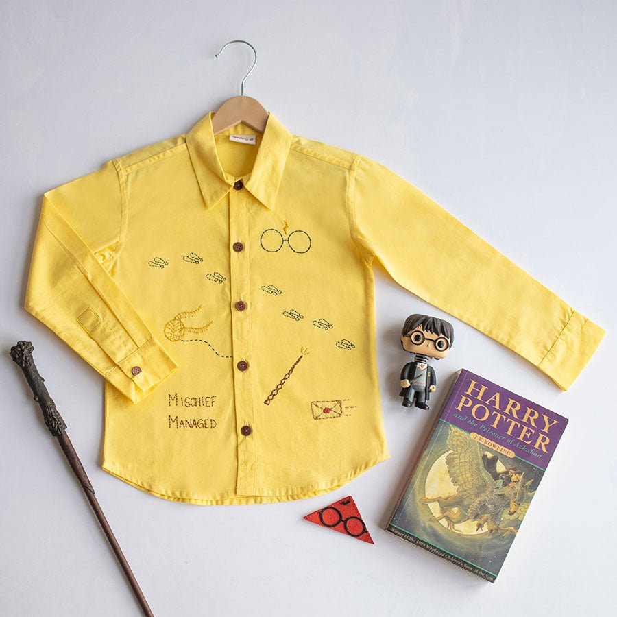 Potter - Magic Inspired Embroidered Unisex Shirt - Yellow - Suspire