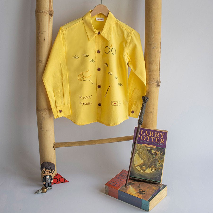 Potter - Magic Inspired Embroidered Unisex Shirt - Yellow - Suspire