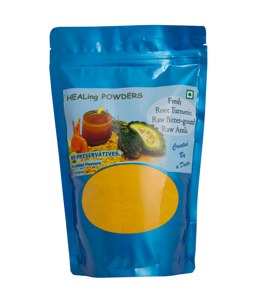 GUILTCHIP Fresh Root Turmeric With Raw Bitter Gourd and Amla - 300 gm