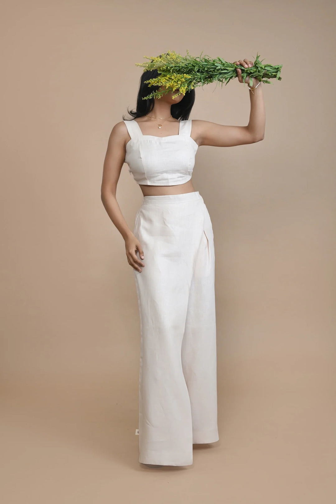 Pravaah Comfortable Hemp Crop Top with Elastic Band | Peach
