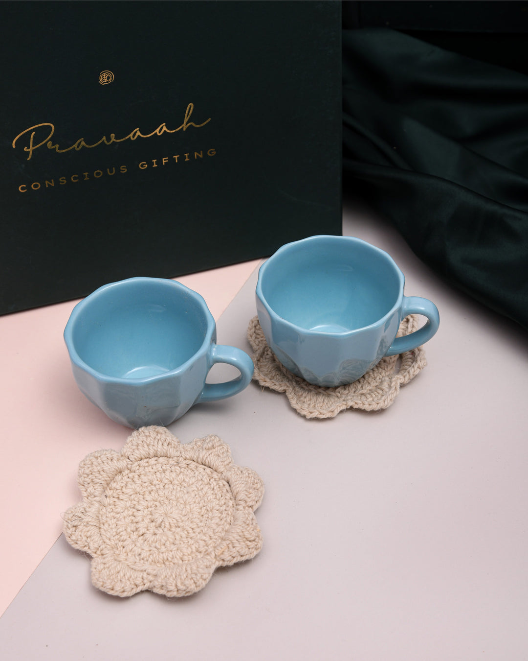 Pravaah Saar Tea Cups | Pastel Pink, Pastel Grey and Pastel Blue