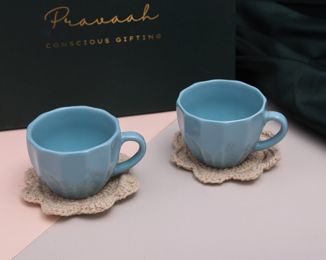 Pravaah Saar Tea Cups | Pastel Pink, Pastel Grey and Pastel Blue