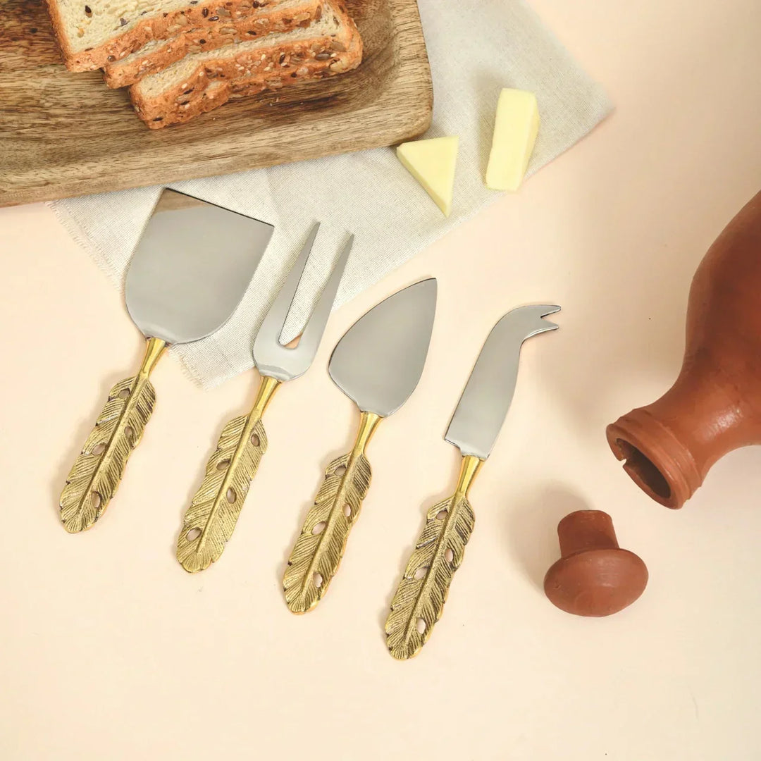 Pravaah Punkh Cheese Knife Set | - Feather Handle