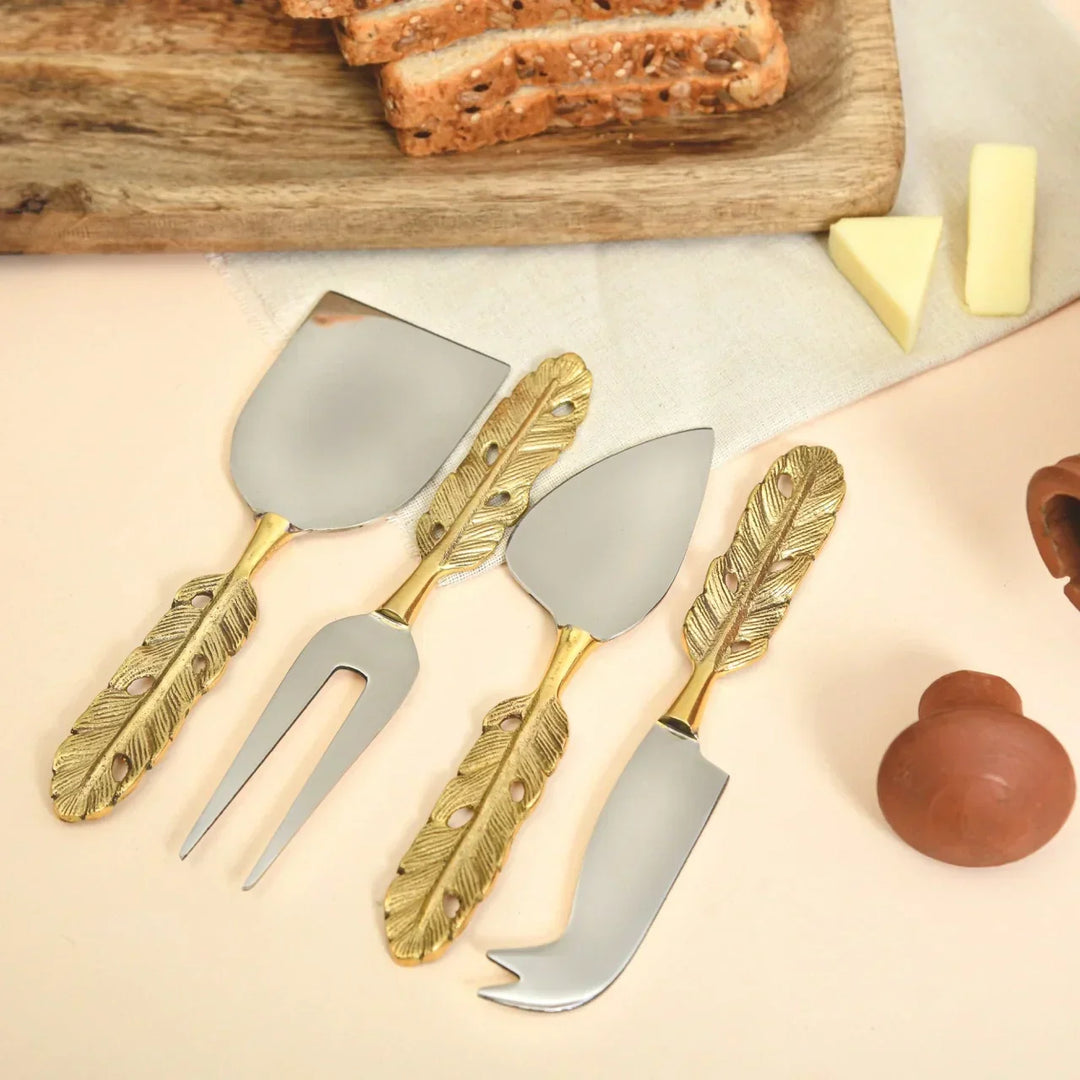 Pravaah Punkh Cheese Knife Set | - Feather Handle