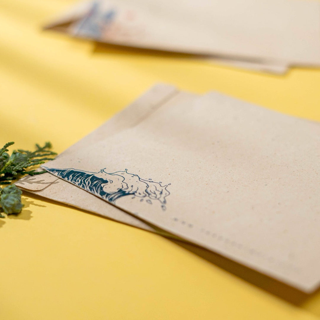 Pravaah Samudra Hemp Paper Note Cards | Set of 5 Notecards and Envelopes