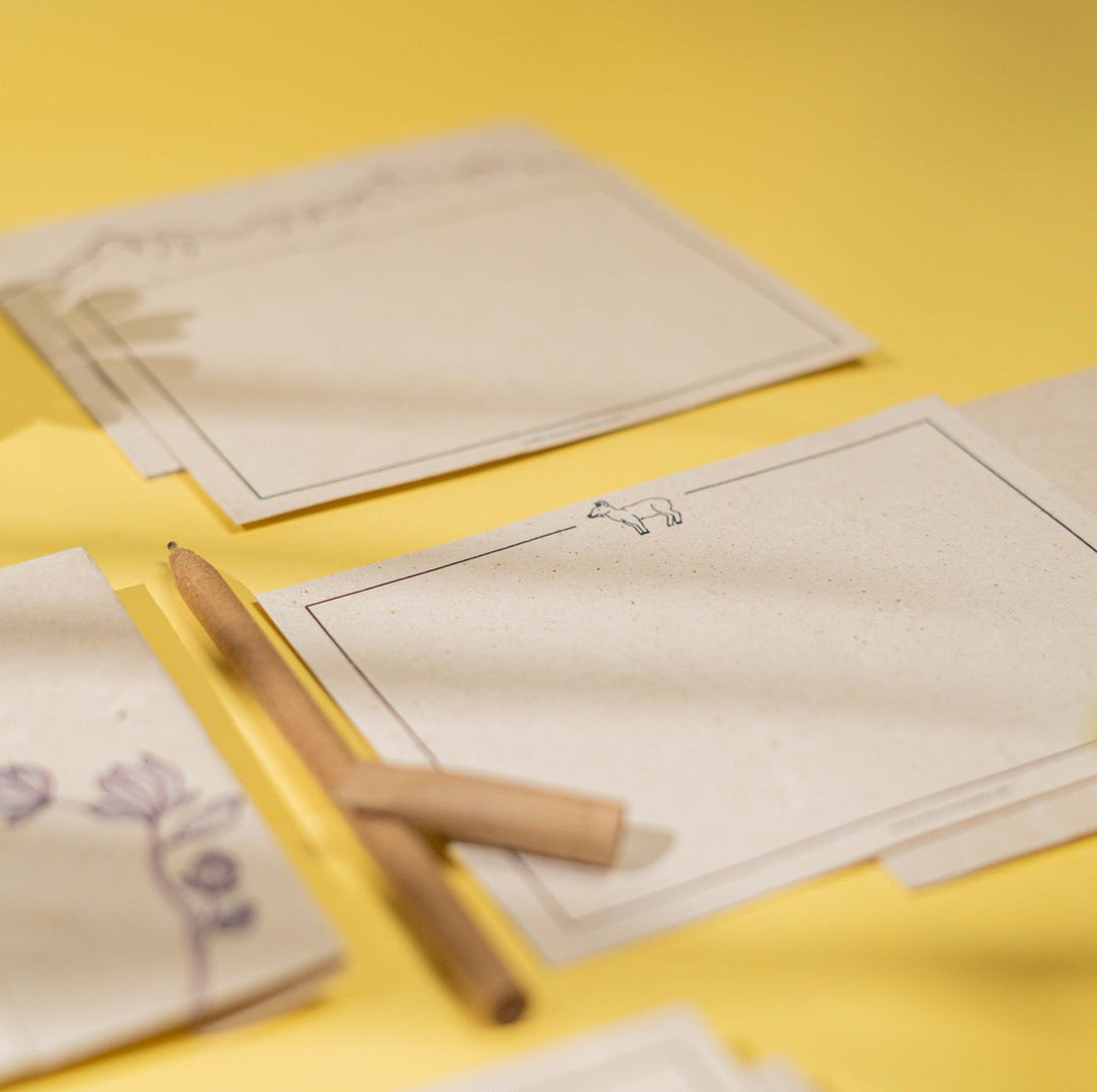Pravaah Uttarakhand Hemp Paper Note Cards | Set of 5 Notecards and Envelopes