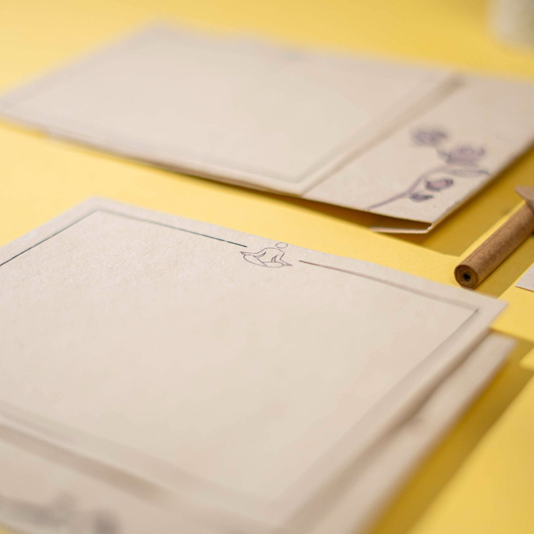 Pravaah Uttarakhand Hemp Paper Note Cards | Set of 5 Notecards and Envelopes