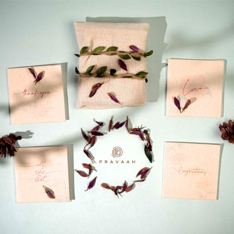 Pravaah Pushp Hemp Paper Gift Cards | Set of 5 Cards and Envelopes