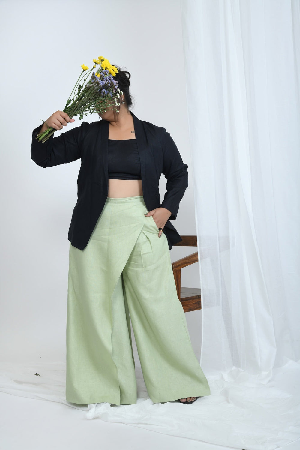 Pravaah Black Crop Top | Pure Hemp Fabric | Loungewear