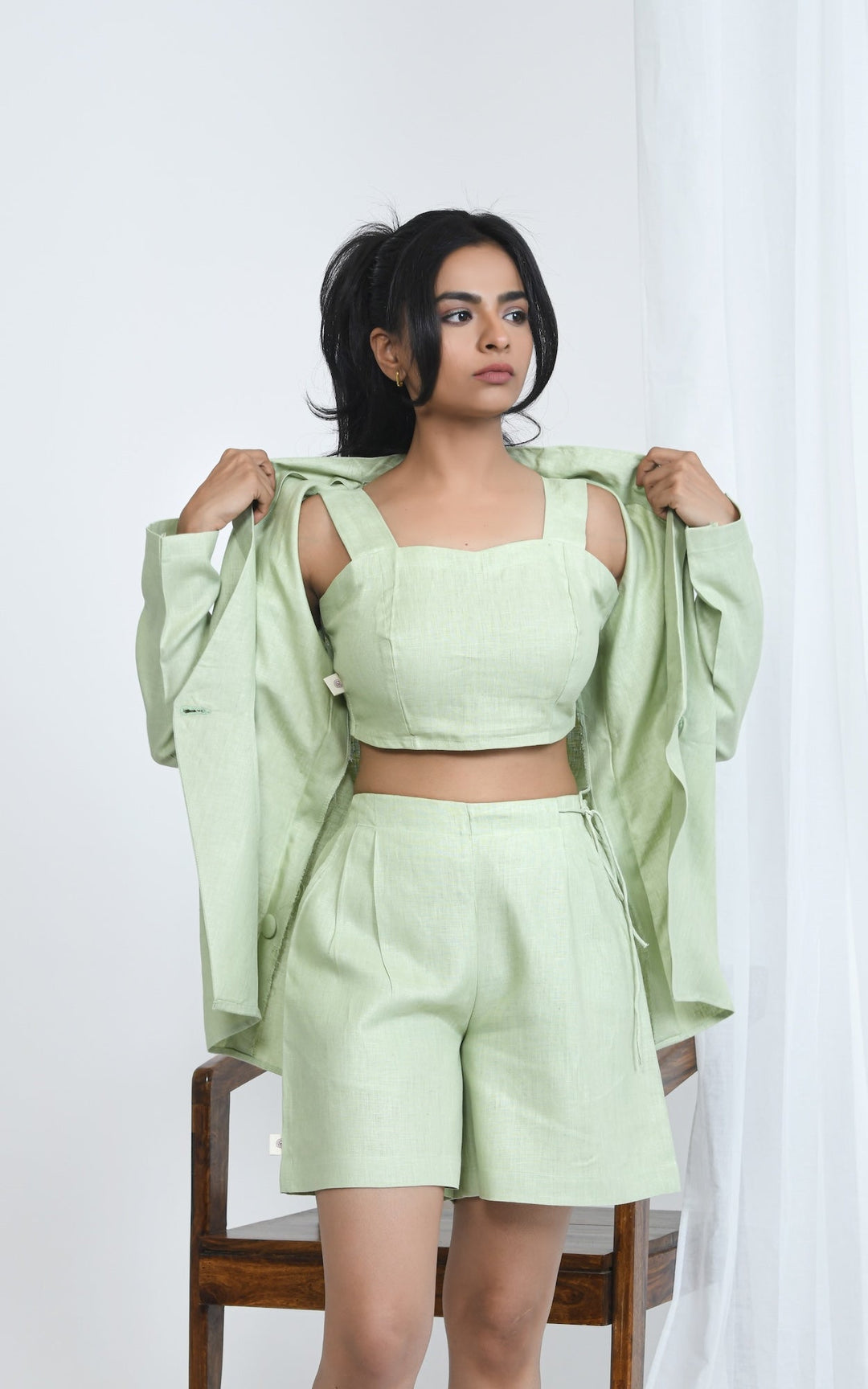 Pravaah Breathable Hemp Crop Top with Adjustable Fit | Pistachio - light green