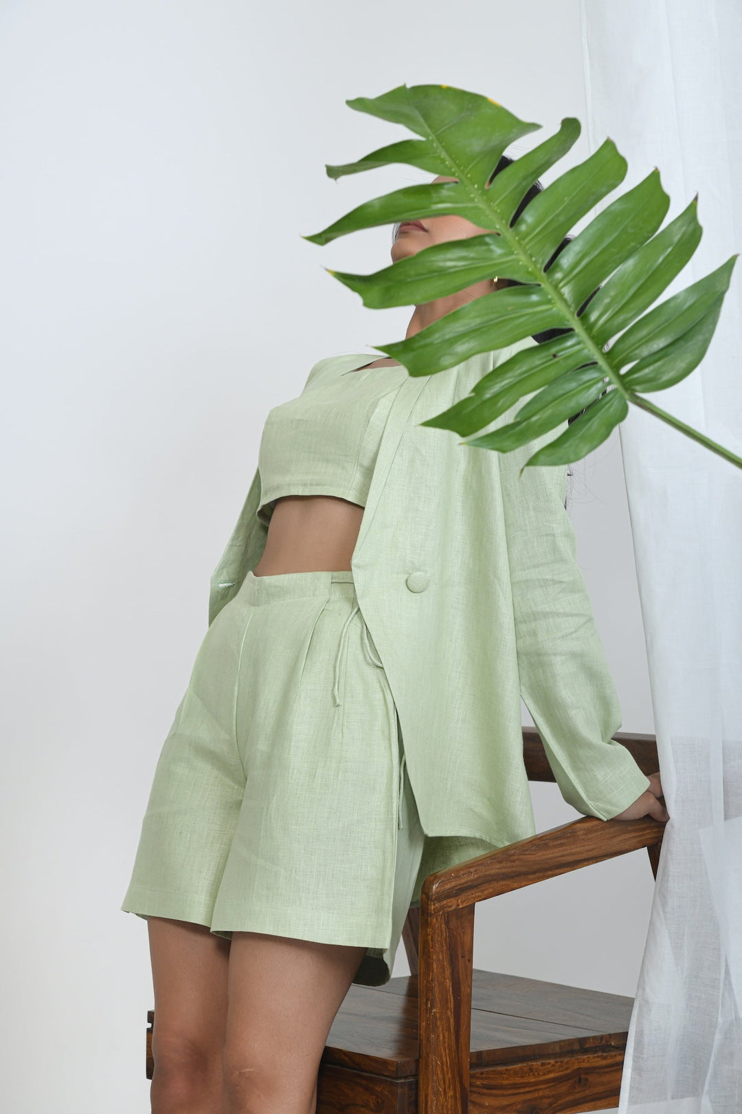Pravaah Breathable Hemp Crop Top with Adjustable Fit | Pistachio - light green