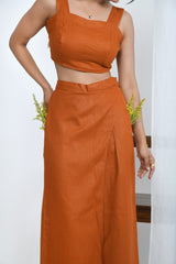 Pravaah Rust Orange Crop Top | Pure Hemp Fabric | Loungewear [Limited Edition]