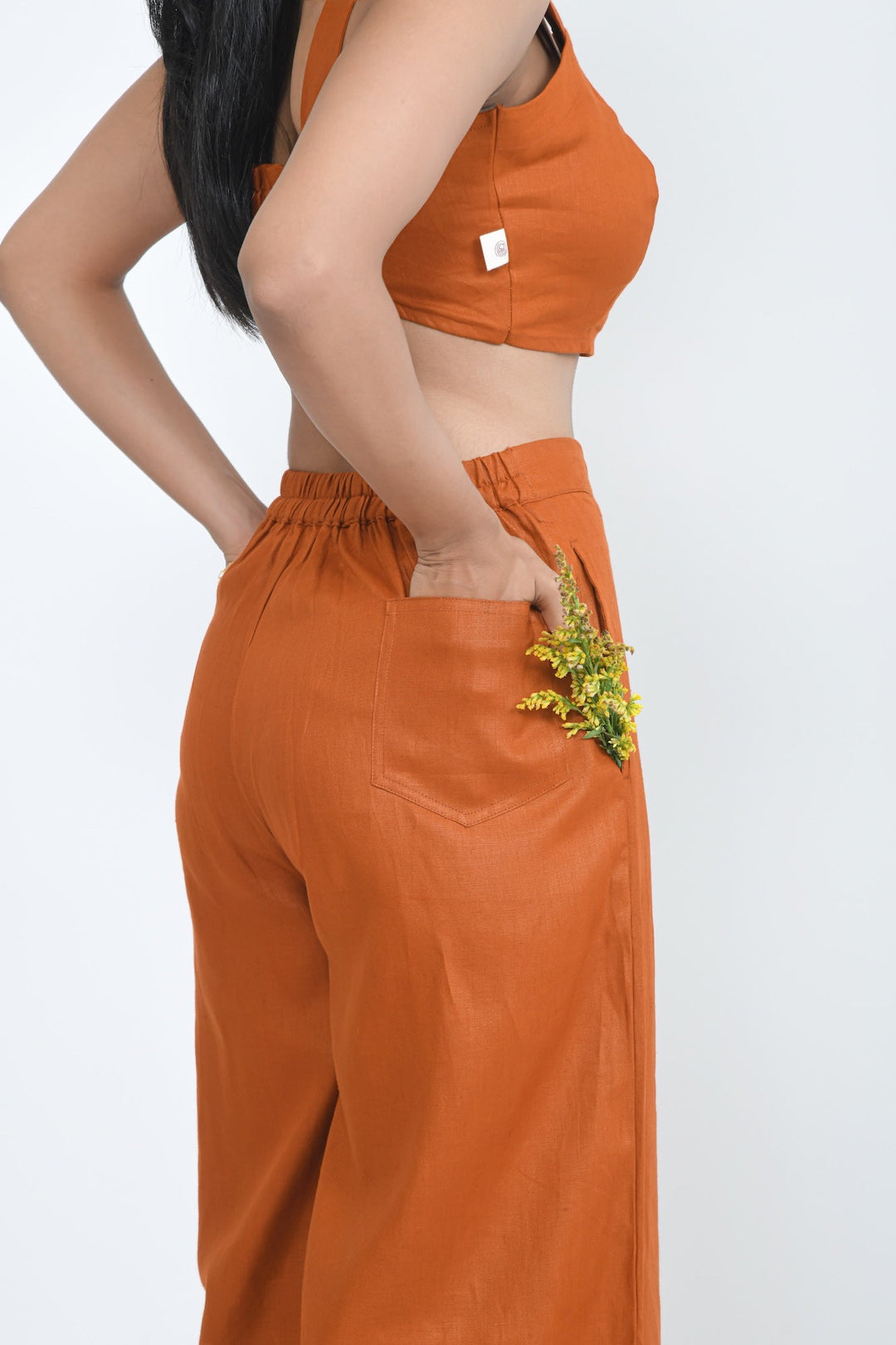 Pravaah Rust Orange Crop Top | Pure Hemp Fabric | Loungewear [Limited Edition]