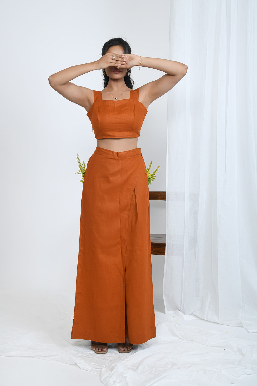 Pravaah Rust Orange Crop Top | Pure Hemp Fabric | Loungewear [Limited Edition]