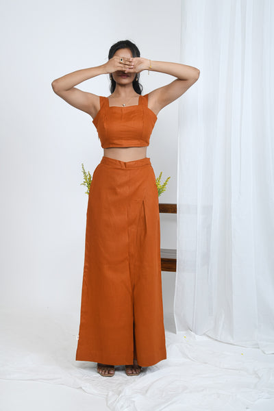 Rust Orange Crop Top | Pure Hemp Fabric | Loungewear [Limited Edition]