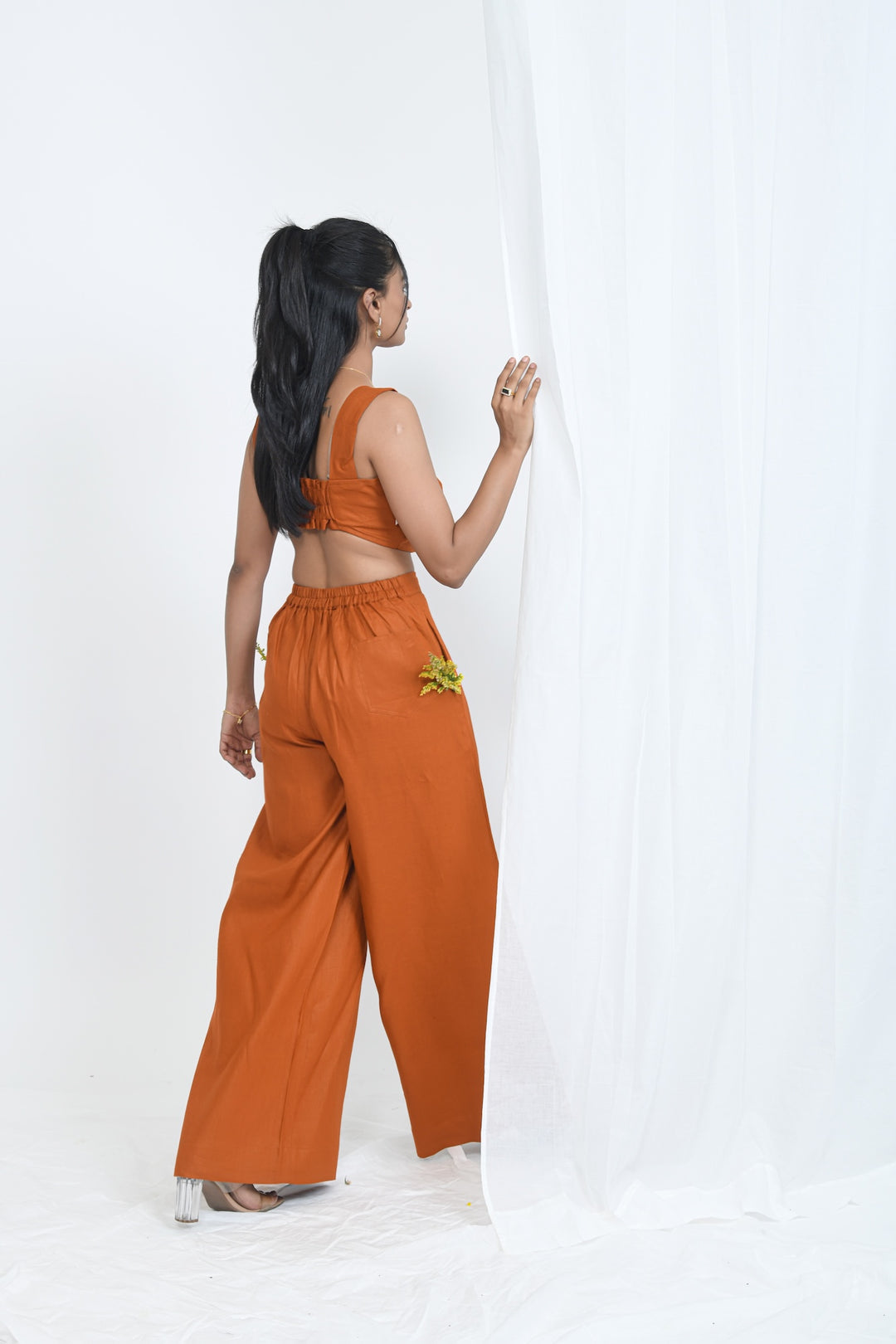Pravaah Rust Orange Crop Top | Pure Hemp Fabric | Loungewear [Limited Edition]
