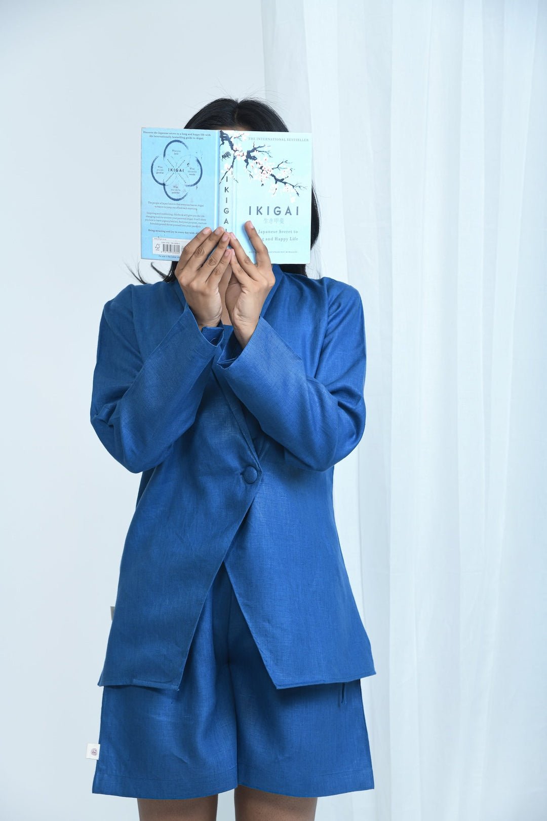 Pravaah Pure Hemp Crop Blazer | Lightweight | Office wear | Blueberry