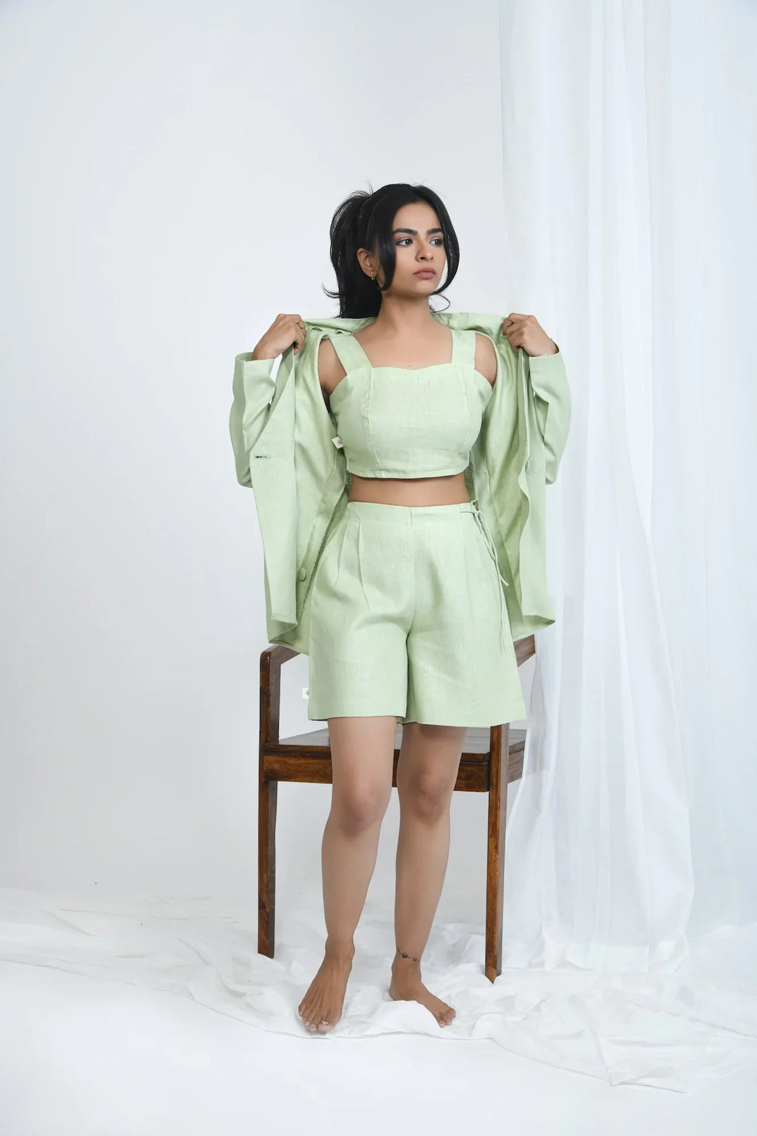 Pravaah Pista Casual Hemp Shorts | Side-Tying String