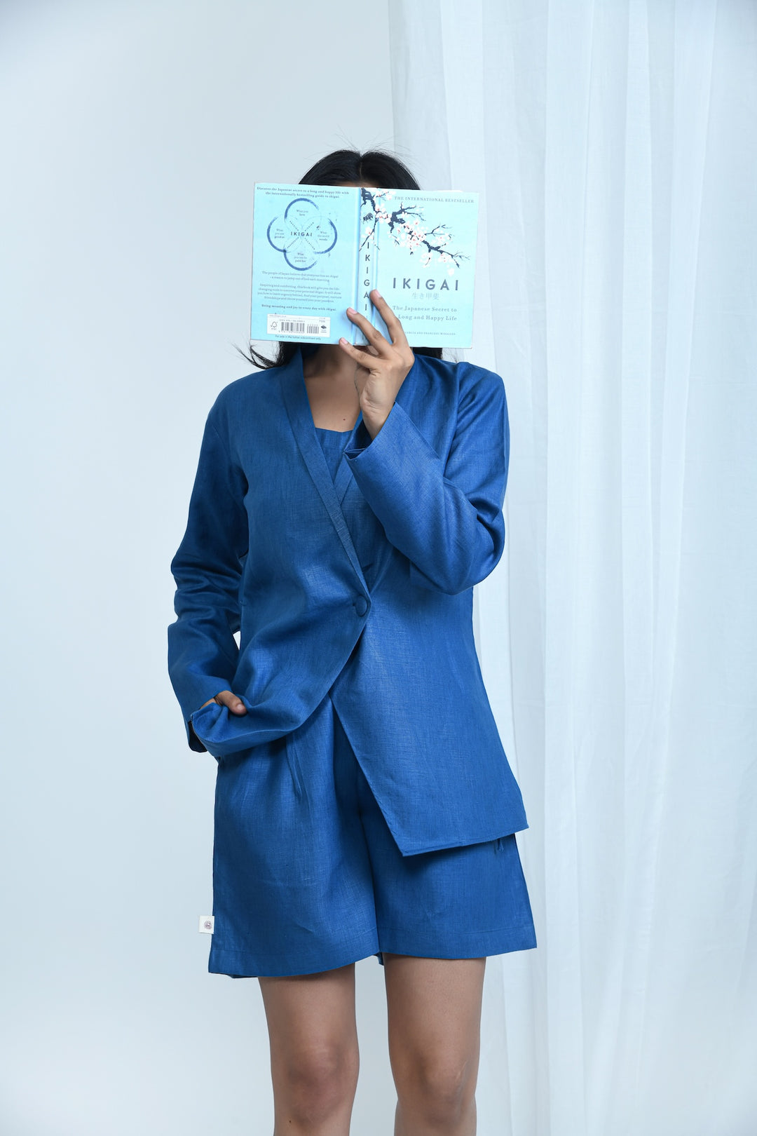 Pravaah Hemp Side-Tie Shorts | Blue | Versatile wear