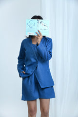 Pravaah Hemp Side-Tie Shorts | Blue | Versatile wear