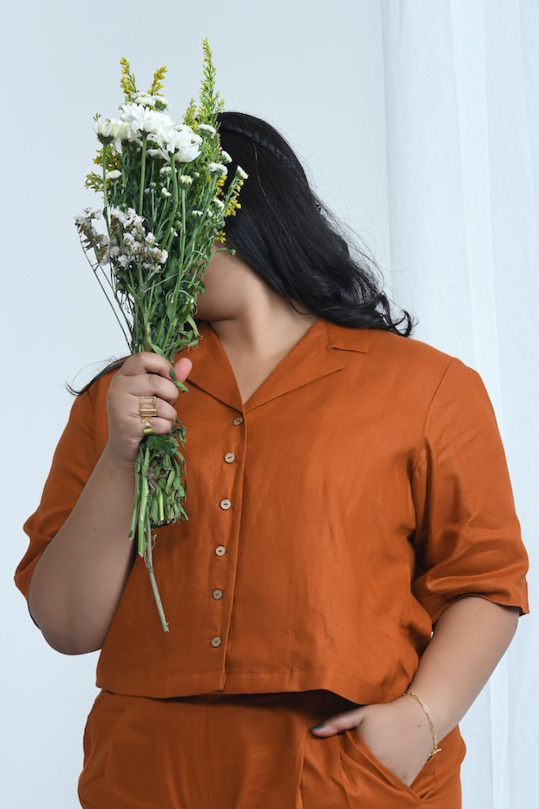 Pravaah Comfort Fit Hemp Shirt | Limited Edition Rust Color