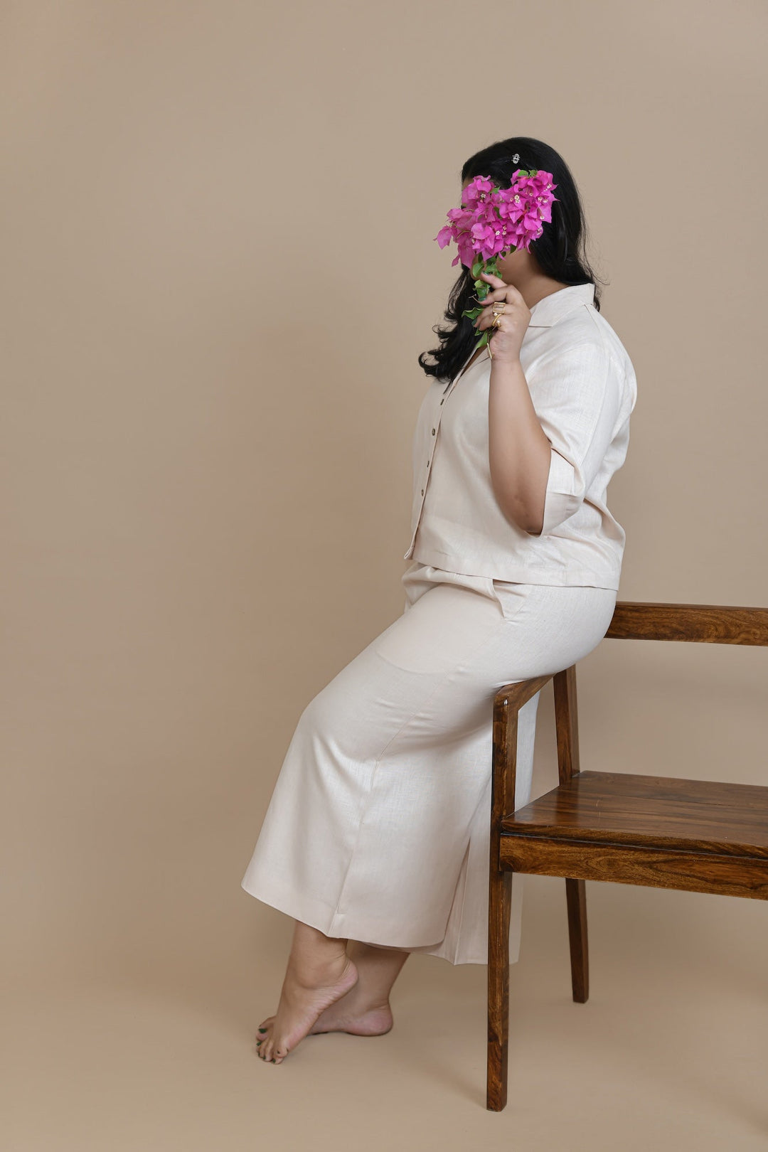 Pravaah Peach Breezy Wide leg Pants | Hemp Fabric
