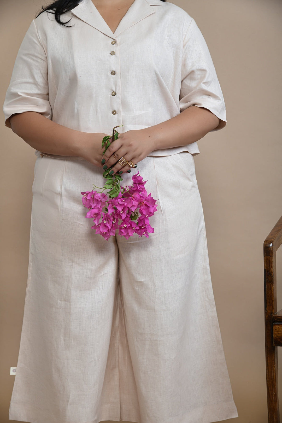 Pravaah Peach Breezy Wide leg Pants | Hemp Fabric