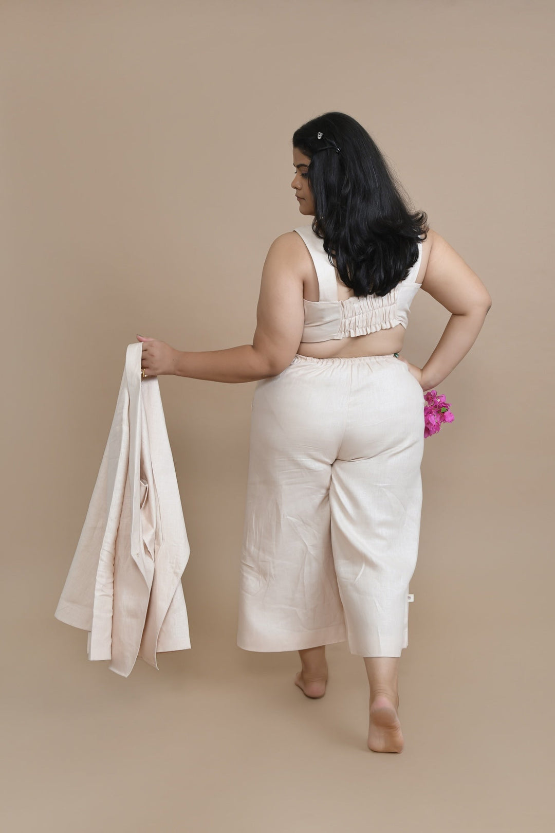 Pravaah Peach Breezy Wide leg Pants | Hemp Fabric