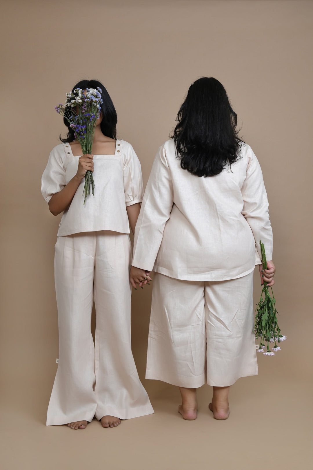 Pravaah Peach Breezy Wide leg Pants | Hemp Fabric