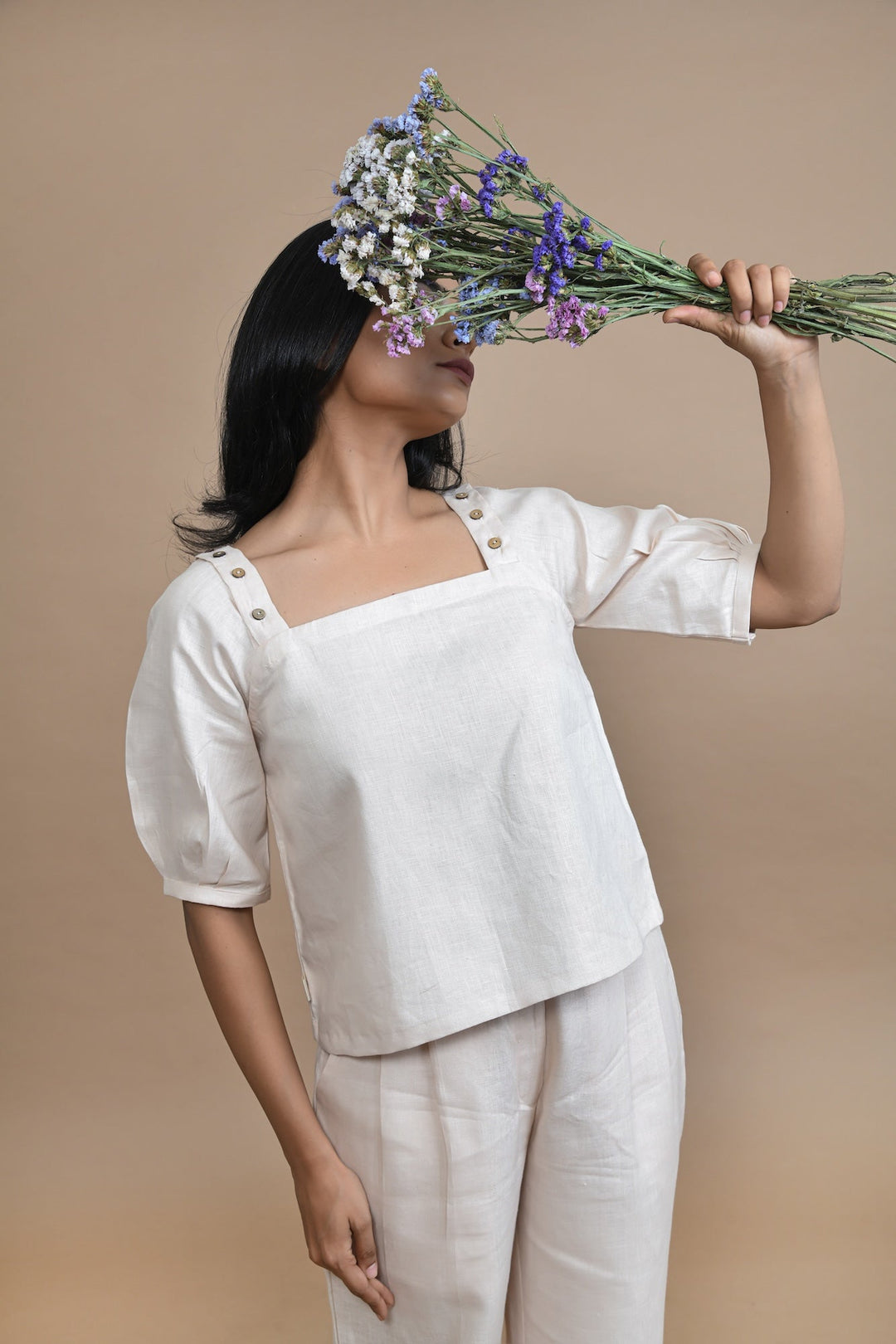 Pravaah Detachable Sleeve Hemp Top | Multi-functional fashion | Peach