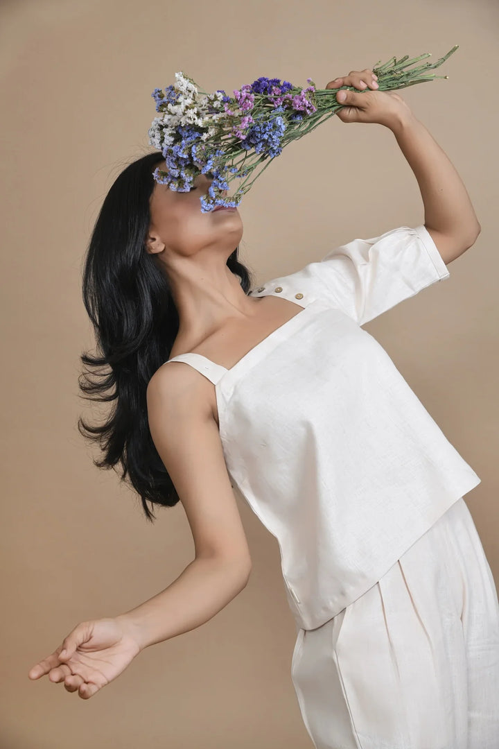 Pravaah Detachable Sleeve Hemp Top | Multi-functional fashion | Peach