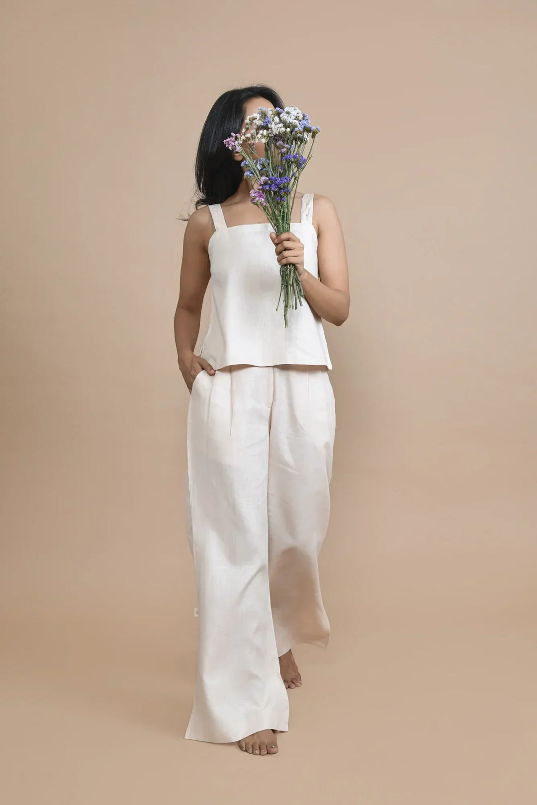 Pravaah Detachable Sleeve Hemp Top | Multi-functional fashion | Peach