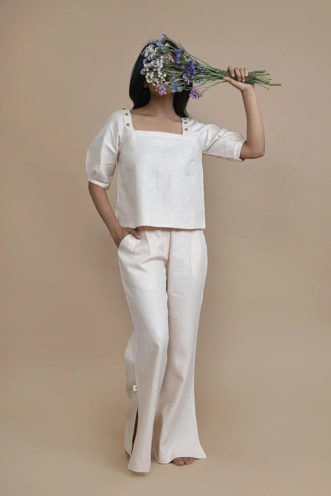 Pravaah Detachable Sleeve Hemp Top | Multi-functional fashion | Peach