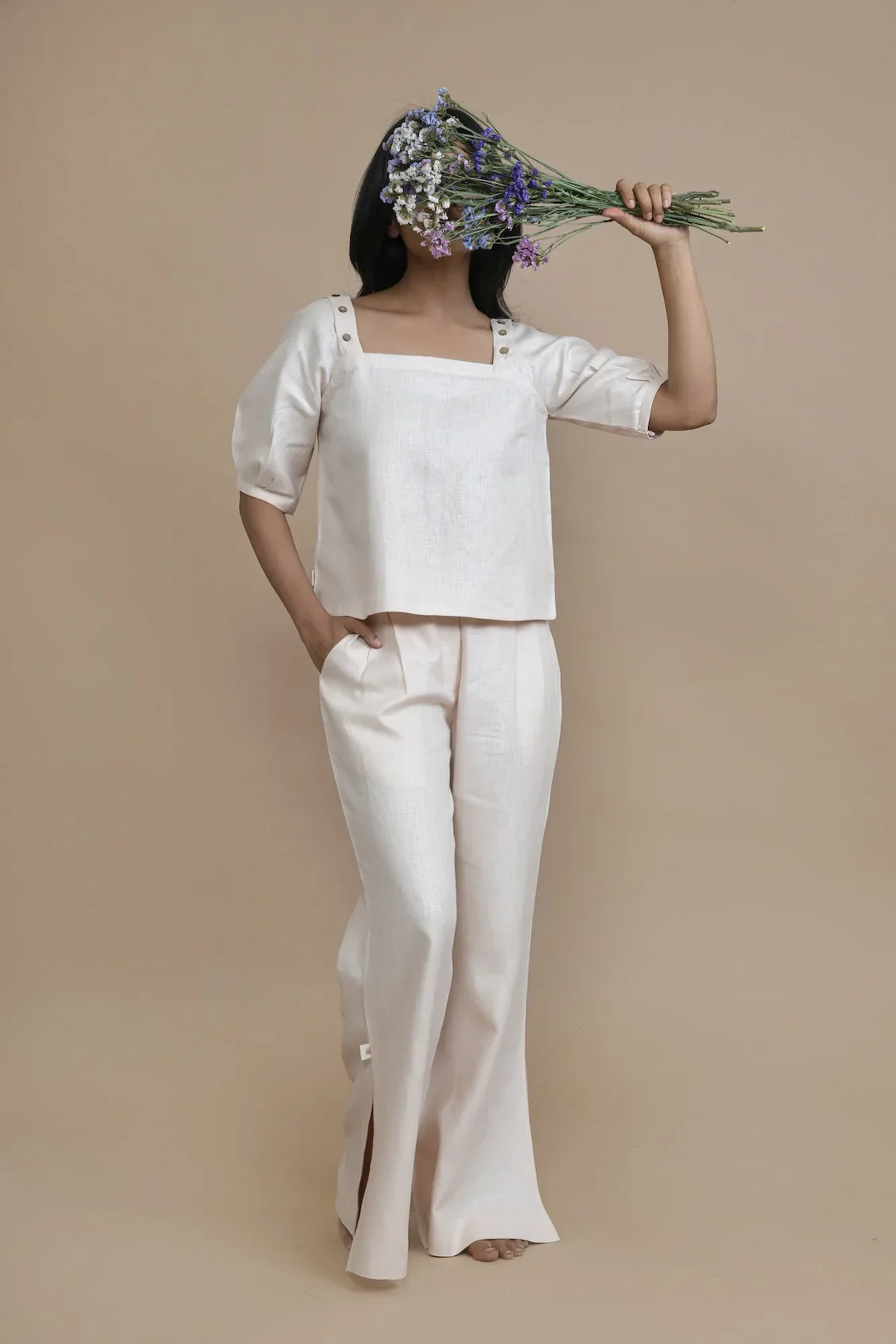 Pravaah Detachable Sleeve Hemp Top | Multi-functional fashion | Peach